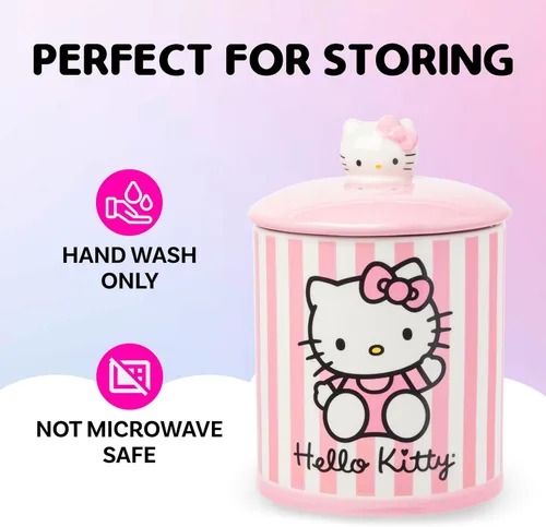 Miniatura 4 de Silver Buffalo Sanrio Hello Kitty Tazón de galletas diseño de gatito rosa tamaño mediano de cerámica Hello Kitty Waving (cerámica)