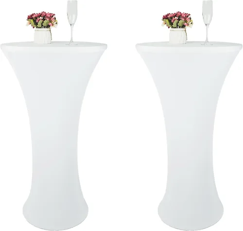 Miniatura 17 de Mantel de Mesa de Cóctel de Spandex Negro de 24x43 Pulgadas Ajustado Mesa de Bar Redonda Elástico Cubiertas de Mesa de Cóctel Highboy para Banquete