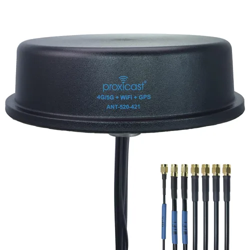 Proxicast Antena de vehículo 7 en 1 de grado profesional MIMO 4G/5G + WiFi + GPS de combinación flexible para vehículo, compatible con Cisco, 7 en 1