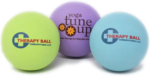 Bolas de terapia de masaje para yoga, par de 2 bolas en bolsa de malla, tamaño original, Jill Miller: alivia el dolor, alivia la tensión del estrés,
