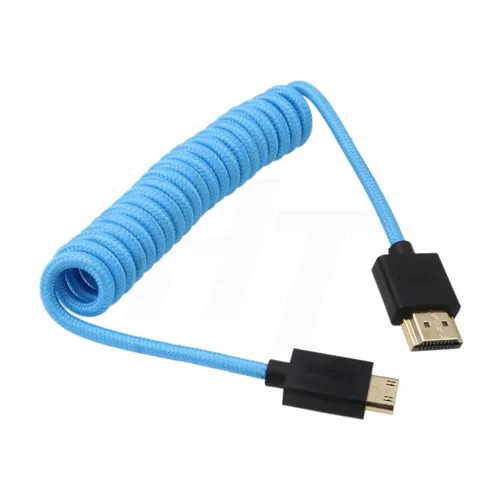 Miniatura 3 de 4K 60p 8K UHD Mini HDMI - Cable HDMI en espiral azul trenzado para Nikon D750 Sony Canon EOS R RP 5DIV ATOMOS Ninja V Portkeys Video Assist Monitor