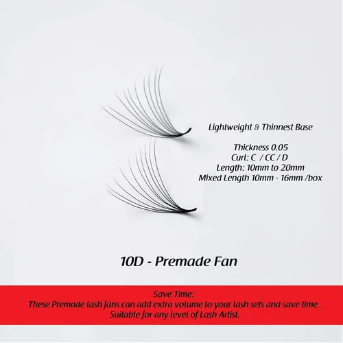 Miniatura 3 de THE LASH SUPPLY 1000fans 3D 4D 5D 6D 7D 8D 10D 12D 14D pestañas de abanico prefabricadas, rizo C/CD, longitud de 0.315 a 0.787 pulgadas