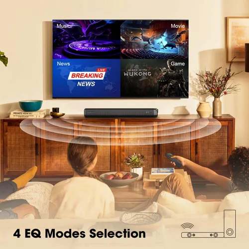 Miniatura 3 de Dolby Atmos Barra de sonido para TV con subwoofer, sistema de cine en casa de 120 W para fútbol y deportes, sonido envolvente 3D, graves profundos