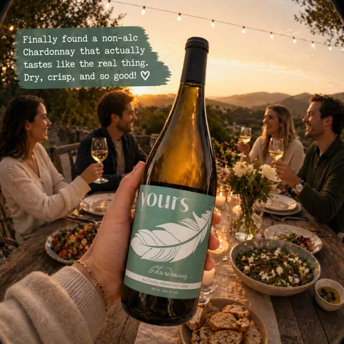 Miniatura 8 de YOURS Non-Alcoholic Wine Alternativa de vino premiada premium, sin alcohol y fruta de monje endulzada - Botella de 25.4 fl oz (Chardonnay)