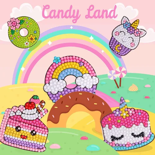 Miniatura 7 de Kits de Pintura de Diamantes Cymbana para Niños 20 Piezas de Postres Incluye Cupcake, Dona, Helado, Palomitas de Maíz, Galletas Dulces
