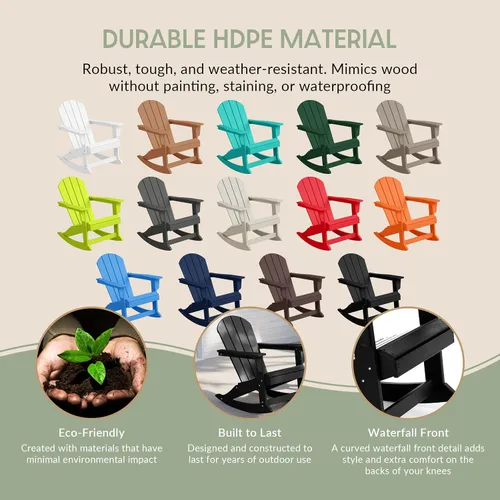 Miniatura 6 de WestinTrends Silla mecedora Malibu de poliéster para exterior/patio Adirondack, Negra