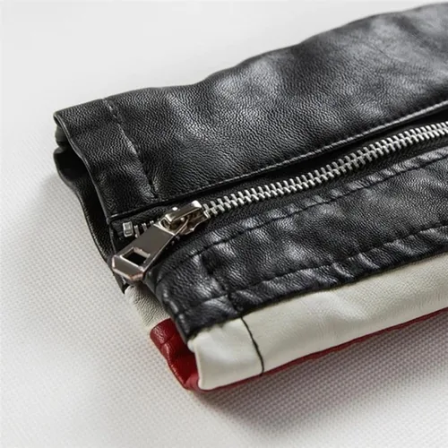 Miniatura 4 de Chaqueta de cuero para hombre Chaqueta casual de piel sintética con cremallera estilo bomber Cafe Racer Slim Fit Chaqueta de motociclista de cuero