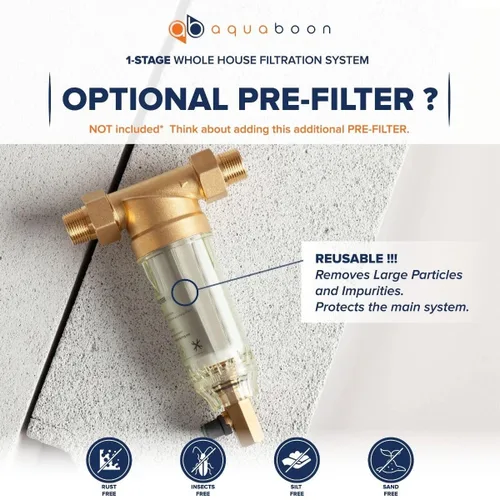 Miniatura 9 de Aquaboon 10x4.5 Carcasa para filtro de agua para toda la casa Filtro de agua certificado NSF para sistema de filtración con medidor y liberación