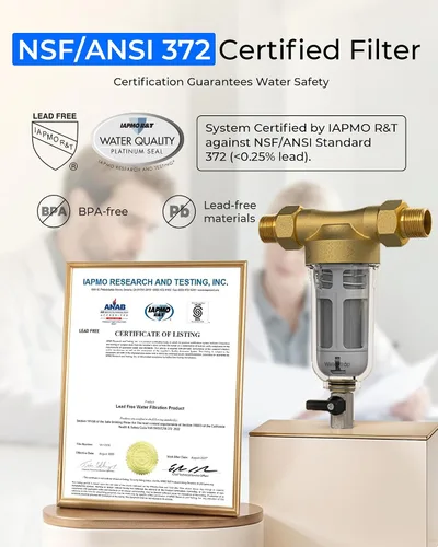 Miniatura 5 de Waterdrop Filtro de sedimentos giratorio, con soporte, sistema de filtro de agua para toda la casa para agua de pozo, 1 pulgada MNPT + 3/4 pulgadas