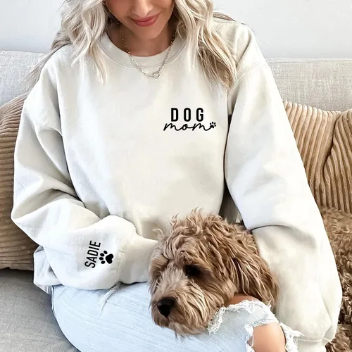Miniatura 2 de Up2ournecksinfabric, Custom Dog Mom Sweatshirt - Women's Paw Sweatshirt Gift for Dog Lover Grey