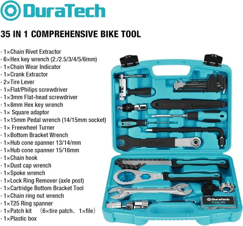 Miniatura 2 de DURATECH Kit de reparación de bicicletas, kit de herramientas de bicicleta de 35 piezas con estuche de transporte, accesorios de bicicleta