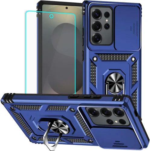 Miniatura 10 de HNHYGETE Funda para Samsung A13 5G, Galaxy A13 5G con protector de pantalla, soporte giratorio de grado militar de 360° (resistente), fundas Negro