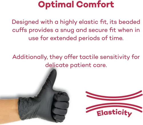 Miniatura 6 de Dealmed Black Nitrile Exam Gloves – Disposable Multi-Purpose Use Medical Gloves Use for First Aid and Medical Facilities