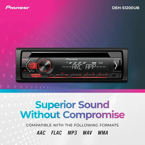 Miniatura 4 de Pioneer DEH-S1200UB Receptor de CD de 1 DIN - USB, AUX, reproducción FLAC, radio AM/FM, salida de 50 W x 4, MIXTRAX, cara desmontable, ecualizador