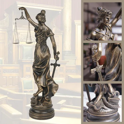 Miniatura 3 de Estatuas de Lady Justice para decoración del hogar, resina de 21.5 pulgadas de alto, gran estatua antigua de abogados griegos romanos con escamas