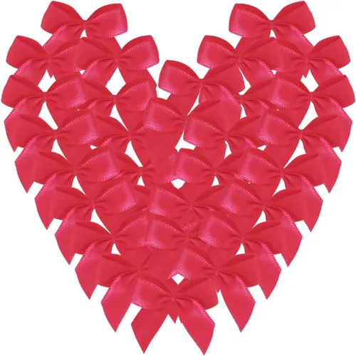 Miniatura 31 de 50 piezas mini lazos de cinta de satén de 1.6 pulgadas para manualidades, pequeños lazos rojos para decoración de Navidad Embalishement (1.6"-Rojo)