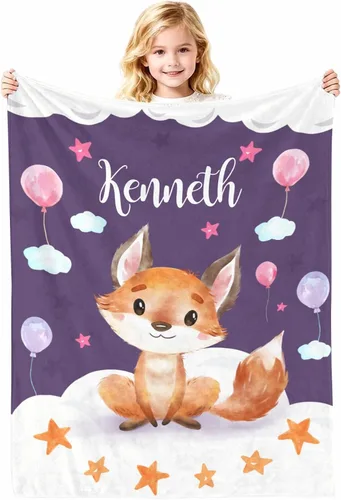 Miniatura 17 de Manta de bebé personalizada con nombre, cobijas de franela suaves y personalizadas con diseño de animales para recién nacidos, niños y niñas