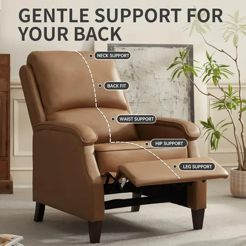 Miniatura 3 de VKNOW Silla reclinable, sillón reclinable de piel sintética con reposabrazos, asiento de cine en casa con respaldo ajustable y soporte lumbar, sofá