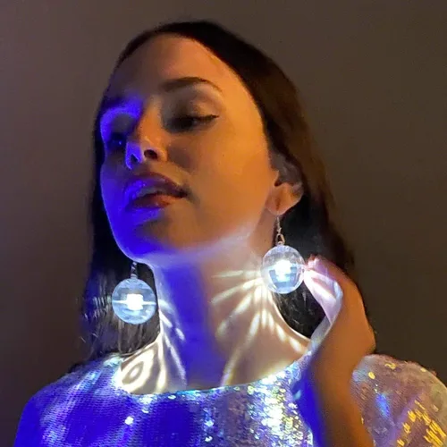 Miniatura 5 de Pendientes de luz LED con bola de discoteca para mujer, Plástico