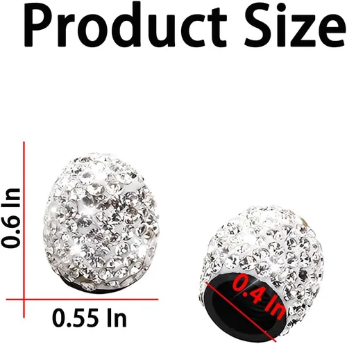 Miniatura 2 de Osilly Tapas de vástago de válvula de neumático de automóvil, 4 piezas con diamantes de imitación de cristal, tapas de aire de rueda de vehículo