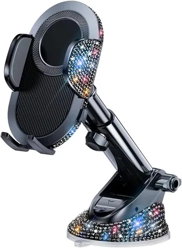 Soporte brillante para teléfono celular para mujeres [potente succión] [estabilidad de grado de carreras de rallyes] Soporte brillante para teléfono