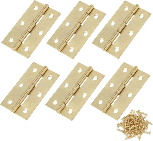 Miniatura 25 de Murtenze Paquete de 12 Bisagras de Puerta de 2.5 Pulgadas, Bisagras de Armario, Bisagras de Bronce Rojo, Bisagras de Cojinete de Bola, Bisagras
