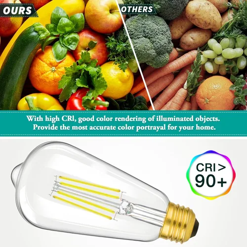 Miniatura 6 de Paquete de 4 bombillas LED Edison vintage ST64 de 8 W, equivalente a 100 W, 1400 lúmenes, luz blanca diurna de 5000 K, bombillas de filamento LED