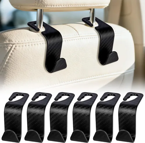 Miniatura 11 de BFXM Paquete de 6 ganchos para reposacabezas de asiento de automóvil, accesorios de automóvil para mujeres y hombres, gancho de soporte para colgar