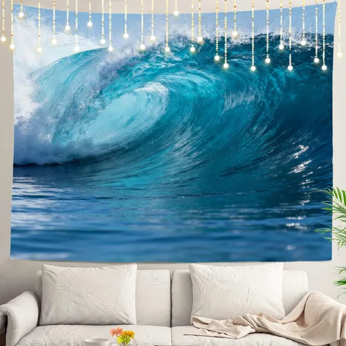 Miniatura 31 de Shrahala Tapiz de pared con paisaje de lago de otoño, bosque amarillo, para colgar en la pared, tapiz grande, decoración de fibra de poliéster
