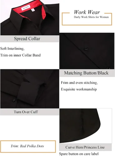 Miniatura 4 de Alex Vando Camisas de vestir para mujer, sin arrugas, ajuste regular, manga larga, elástica, camisa de trabajo