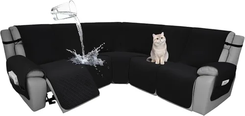 Miniatura 48 de Fundas de terciopelo 10% impermeables para sofá modular reclinable en forma de L, 1 pieza, fundas acolchadas para sofá reclinable esquinero, juego