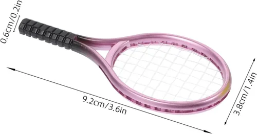 Miniatura 2 de Miniatures 3 juegos de mini raqueta de tenis, accesorios para casa de muñecas 1:12, mini raqueta de tenis deportiva y juego de pelota para mini casa