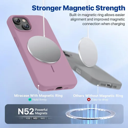 Miniatura 4 de Miracase Funda diseñada para iPhone 13, con protector de pantalla de vidrio templado, forro de microfibra suave antiarañazos, funda de goma