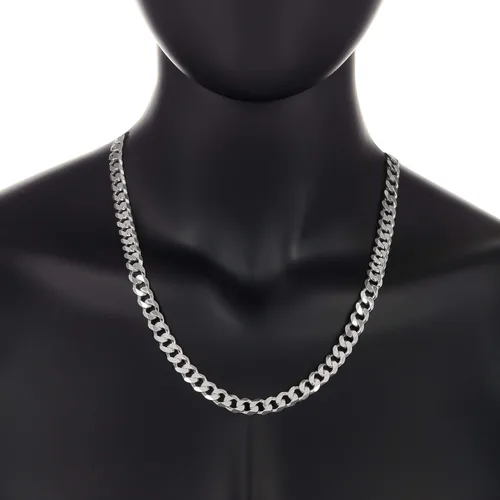 Miniatura 4 de The Bling Factory 8.9mm Solid .925 Sterling Silver Beveled Curb Chain Necklace