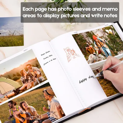 Miniatura 5 de Álbum de fotos de 4 x 6 pulgadas, 240 fotos con espacio de escritura, cubierta de lino con ventana frontal, 240 fotos horizontales y verticales de 4