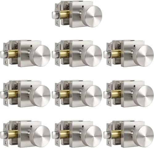 Miniatura 11 de Knobonly Paquete de 6 pomos de puerta negros para dormitorio y baño, pomos de puerta de privacidad interiores con cerradura, pomos de puerta
