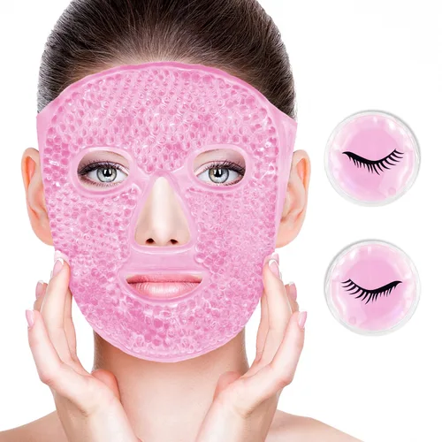 Máscaras faciales frías para ojos, máscara facial de hielo, compresa fría y caliente para ojeras, hinchazón, migrañas, dolor de cabeza, estrés, #03