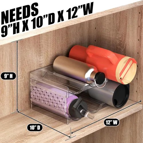 Miniatura 3 de Simple Houseware Organizador apilable de almacenamiento de vasos para botellas de agua de 2 niveles, transparente