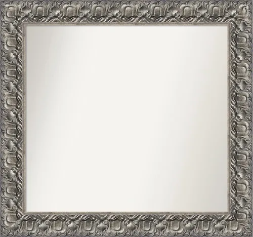 Miniatura 71 de Amanti Art Espejo de baño plateado para sobre fregadero, 26 x 26 pulgadas, espejo cuadrado de níquel pulido, marco de madera tradicional mediano, se