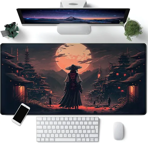 Miniatura 18 de Alfombrilla de mouse japonesa para juegos, color morado, XXL, extendida, anime, genial, grande, para teclado, mouse, alfombrilla de escritorio