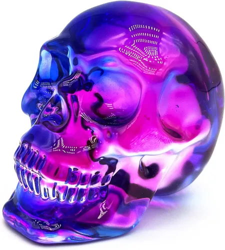 Miniatura 25 de Estatuas de cabeza de calavera de cristal, figuras de calavera K9, piedras preciosas de calavera de cristal, decoración de Halloween, regalos