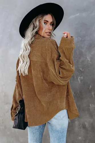 Miniatura 6 de Magritta Camisas de manga larga con cuello en V y botones para mujer, blusas de gran tamaño con bolsillos