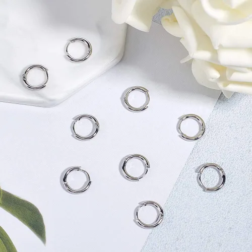 Miniatura 6 de UNICRAFTALE 20 aretes de aro pulidos a mano de 0.472 in, aretes de aro de acero inoxidable de 0.028 in, componentes de alambre de acero inoxidable