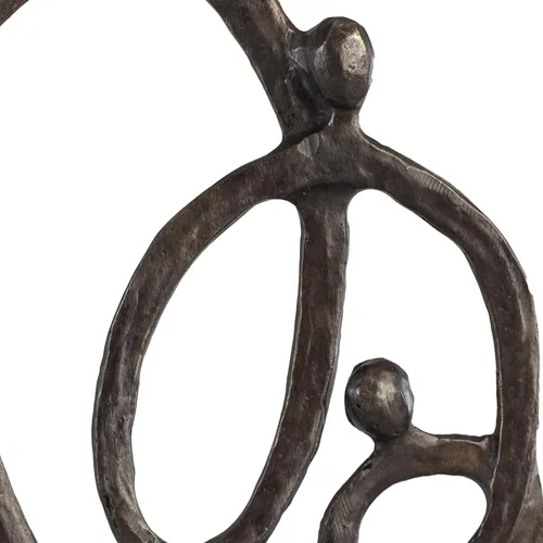 Miniatura 3 de Danya B. Familia de 3 anillos de corazón de amor, escultura de bronce fundido en arena, decoración contemporánea para el hogar u oficina, regalo