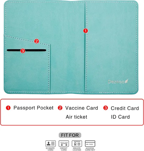 Miniatura 3 de Estuche para pasaporte, ranuras para pasaporte, tarjetero para pasaporte y tarjeta de vacunación, bonita funda para pasaporte para mujeres
