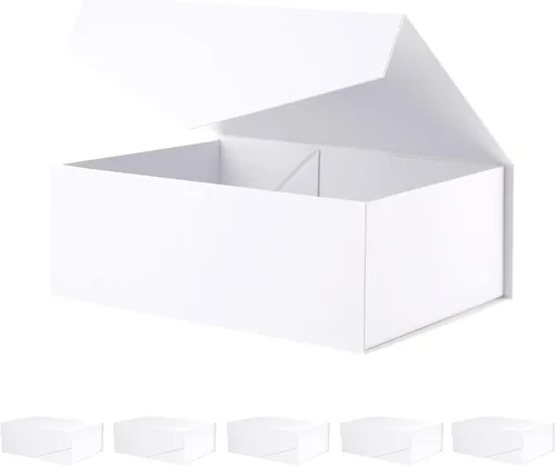Miniatura 39 de BLK&WH Caja de regalo de 9 x 6.5 x 3.8 pulgadas, caja de regalo negra, caja de padrino, caja plegable con tapa de cierre magnético para embalaje