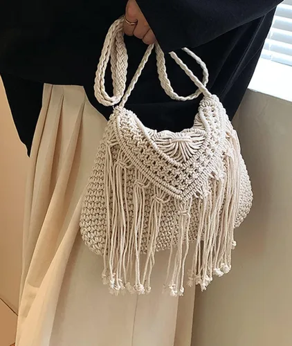 Miniatura 4 de Crossbody Bag Purse Women Cute Hobo Bag Satchel Bag Summer Beach Bag Knit Bag Shoulder Bag Tassels Crochet Tote Handbags