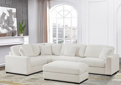 Miniatura 3 de Sofá modular Cloud de 212 pulgadas con tumbona grande, profundo y cómodo, sofás seccionales en forma de L de gran tamaño para sala de estar, Blanco