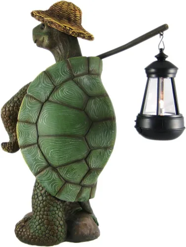 Miniatura 3 de Divertida tortuga campestre con estatua de linterna para exteriores