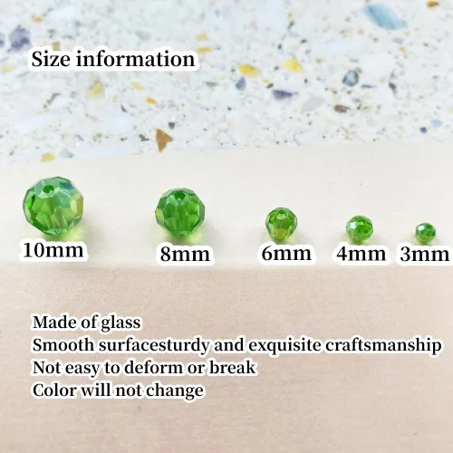 Miniatura 2 de Cuentas de vidrio de cristal 400 piezas 4mm Cuentas espaciadoras redondas facetadas de vidrio para hacer joyas, pulseras, aretes, collares, Verde AB